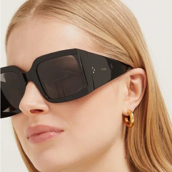 Celine Black Wide-arm Square Acetate Sunglasses - Picture 2 of 11